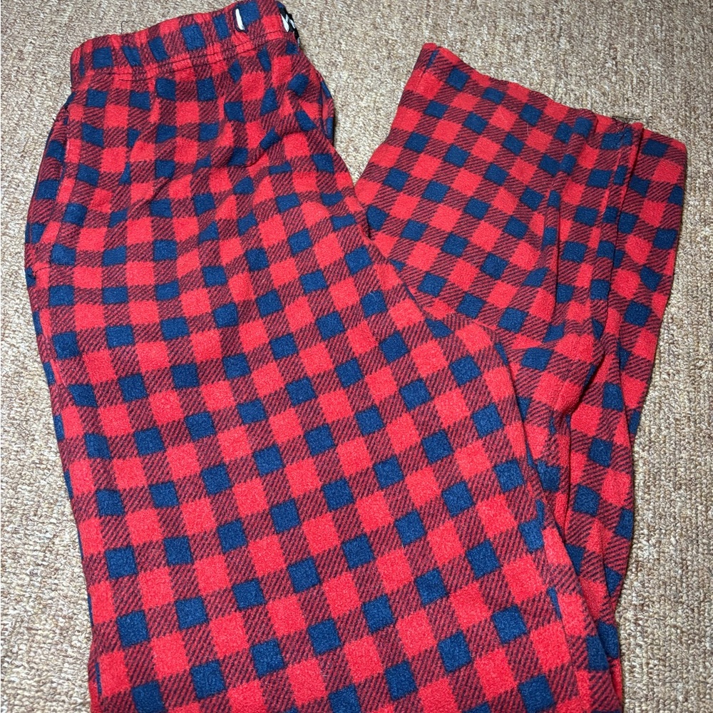 Members Only Red and Navy Plaid Fleece Joggers